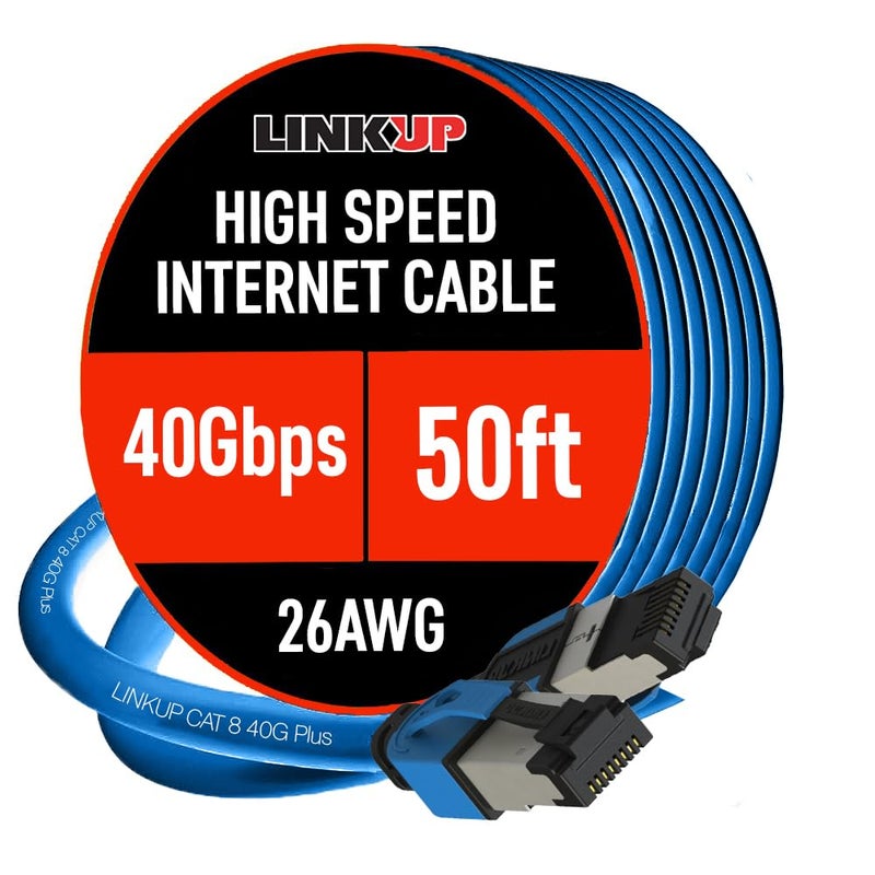 LINKUP Cat 8 Ethernet Cable | Long Internet Cord | High Speed LAN Connection | RJ45 connectors | Use with Cat 5/ Cat 6/ Cat 7 | Optimal for Gaming - Image 1